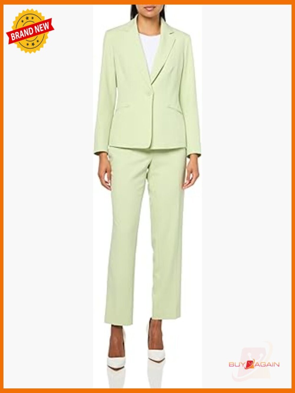 Women's Crepe One Button Blazer & Trousers 2-Piece Pantsuit Set